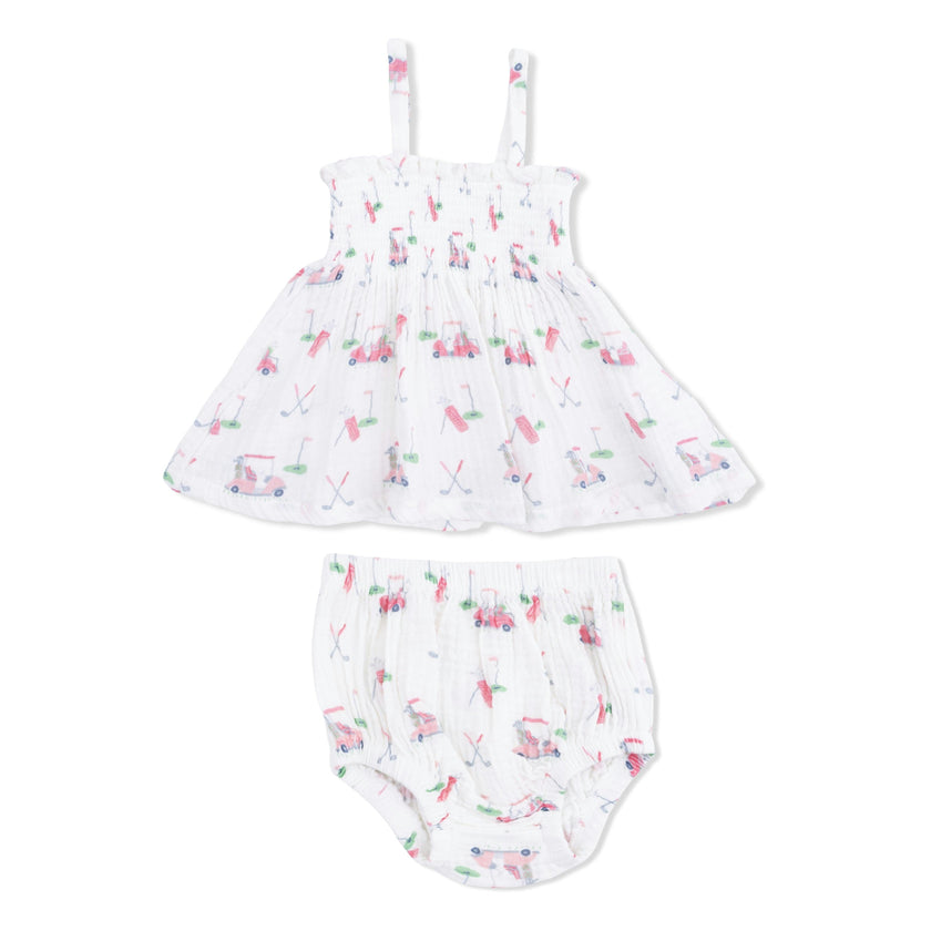 Baby Golf Carts Pink - Smocked Top with Bloomer