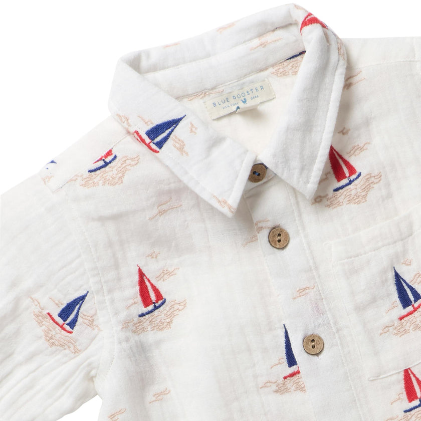Boys Jack Shirt - Sailboat Embroidery