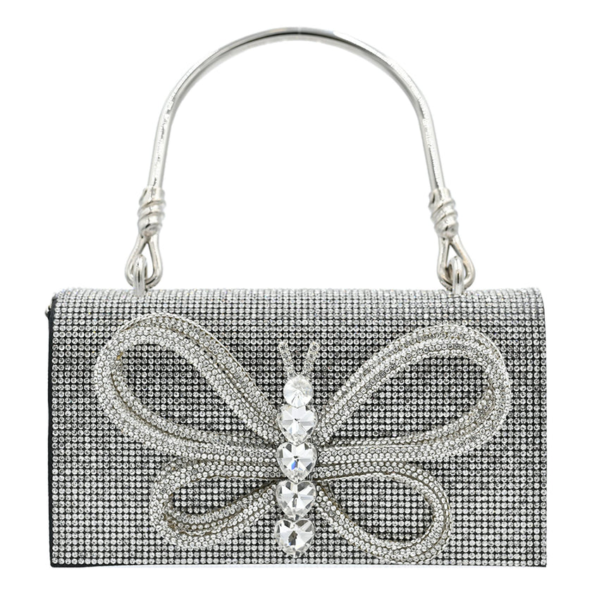 Crystal Butterfly Rhinestone Foldover Handbag
