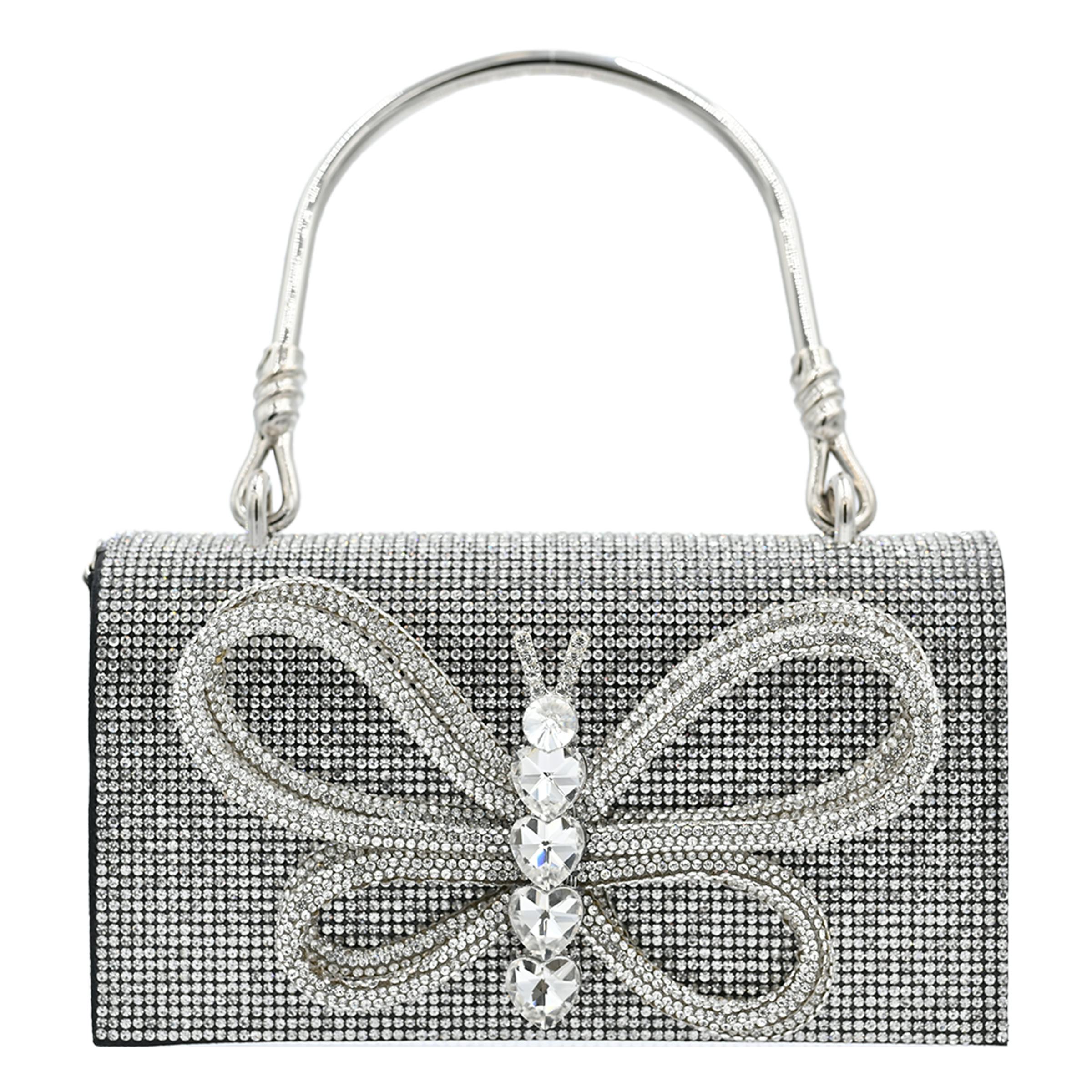 Crystal Butterfly Rhinestone Foldover Handbag