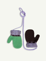 children's merino wool mittens - green & brown