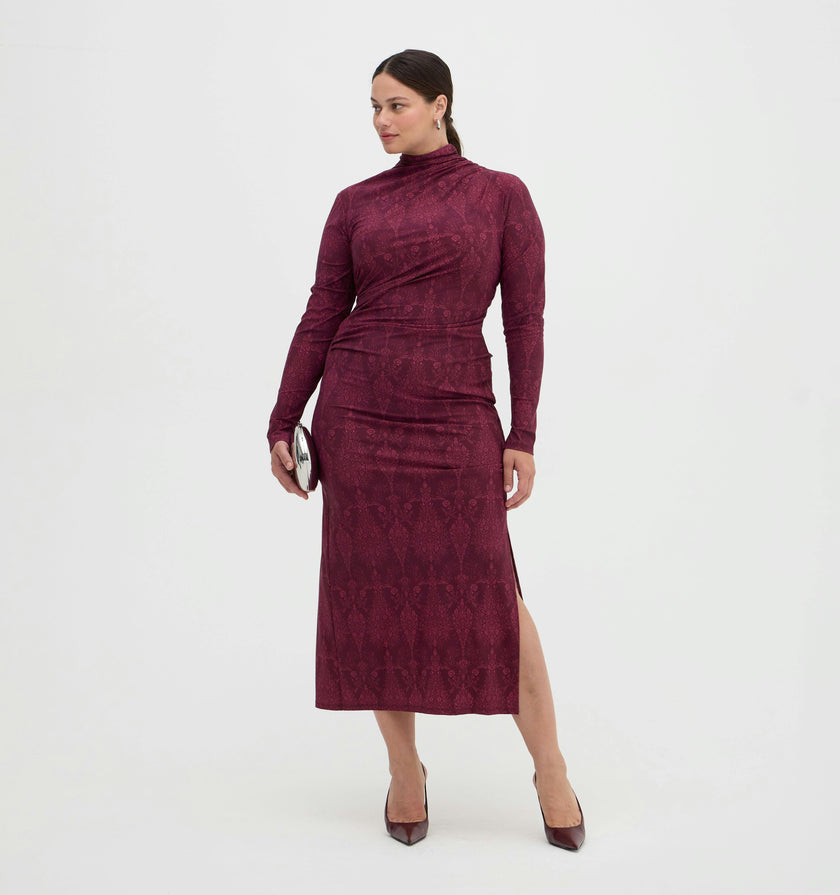 The Rizzo Dress - Plum Damask