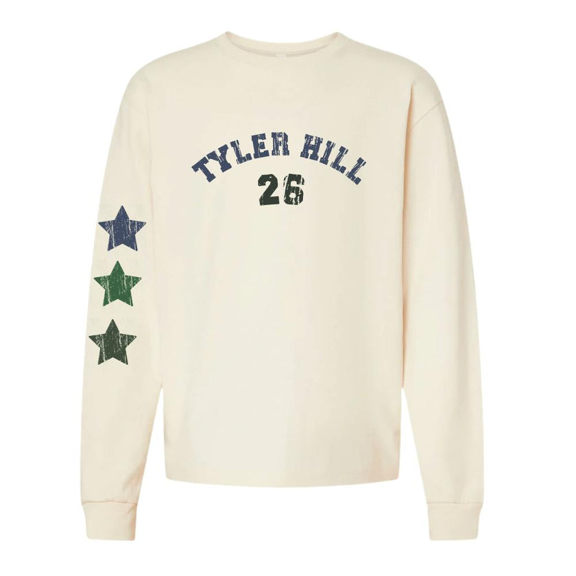 CAMP Custom LS Crewneck T-shirt with Star Sleeve, Cream