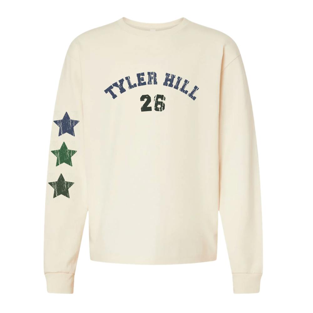 CAMP Custom LS Crewneck T-shirt with Star Sleeve, Cream