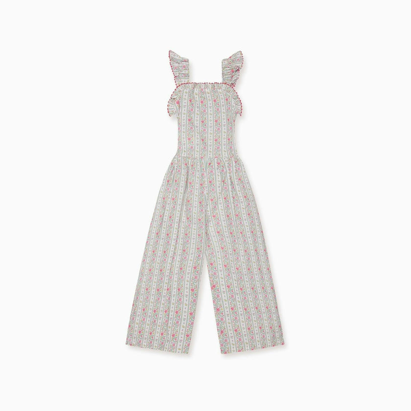 Fuchsia Pink Floral Stripe Maeve Girl Jumpsuit