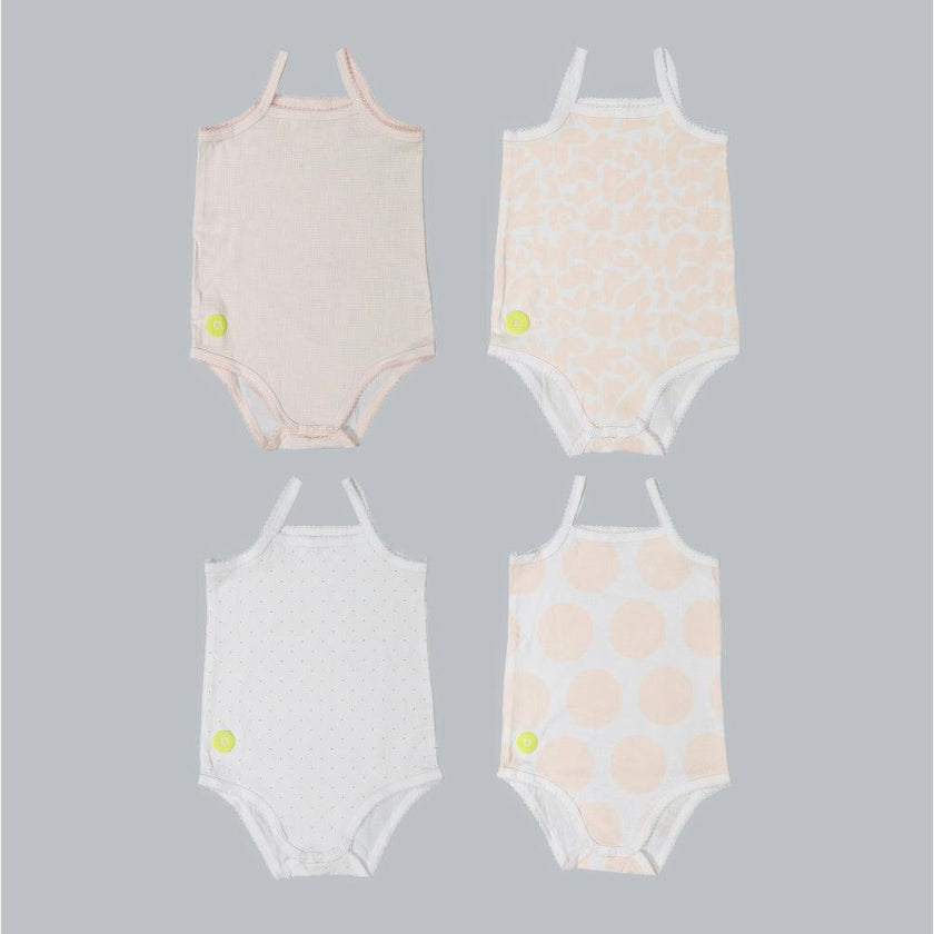 Baby Girl Sleeveless 4pc Onesie Set