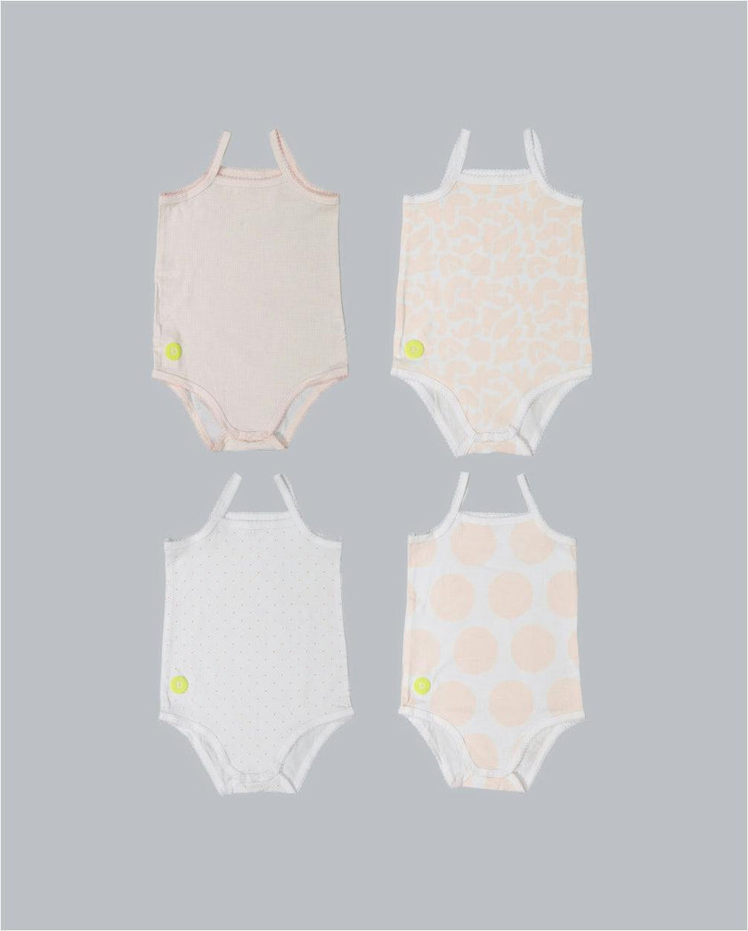 Baby Girl Sleeveless 4pc Onesie Set