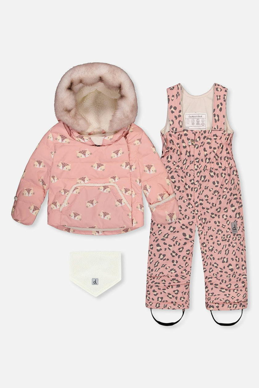 Baby Two Piece Snowsuit Rose Leopard Print