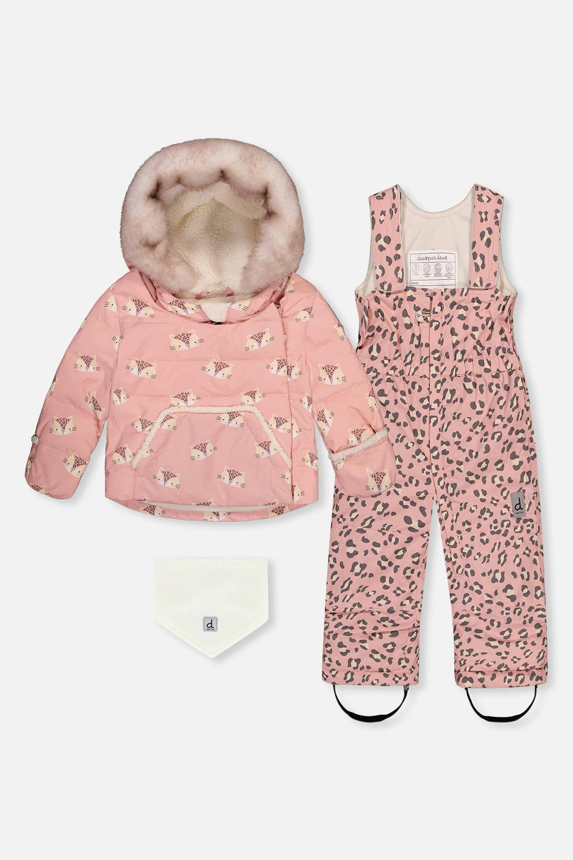 Baby Two Piece Snowsuit Rose Leopard Print