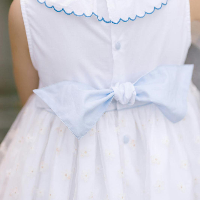Cordelia White Blue Sleeveless Empire Dress