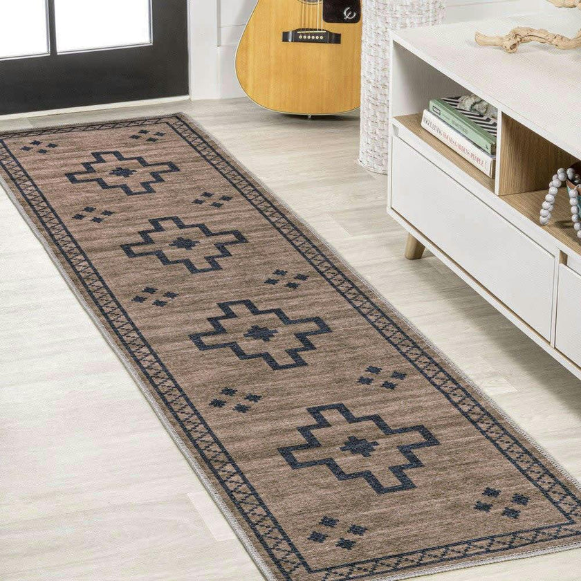 Korsa Geometric Medallion Machine-washable Area Rug