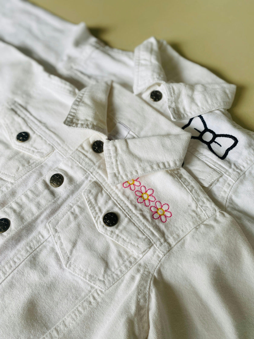 flower girl White Denim Jacket