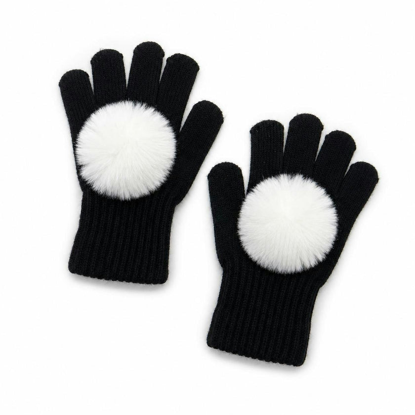 Faux Fur Pom Pom Gloves