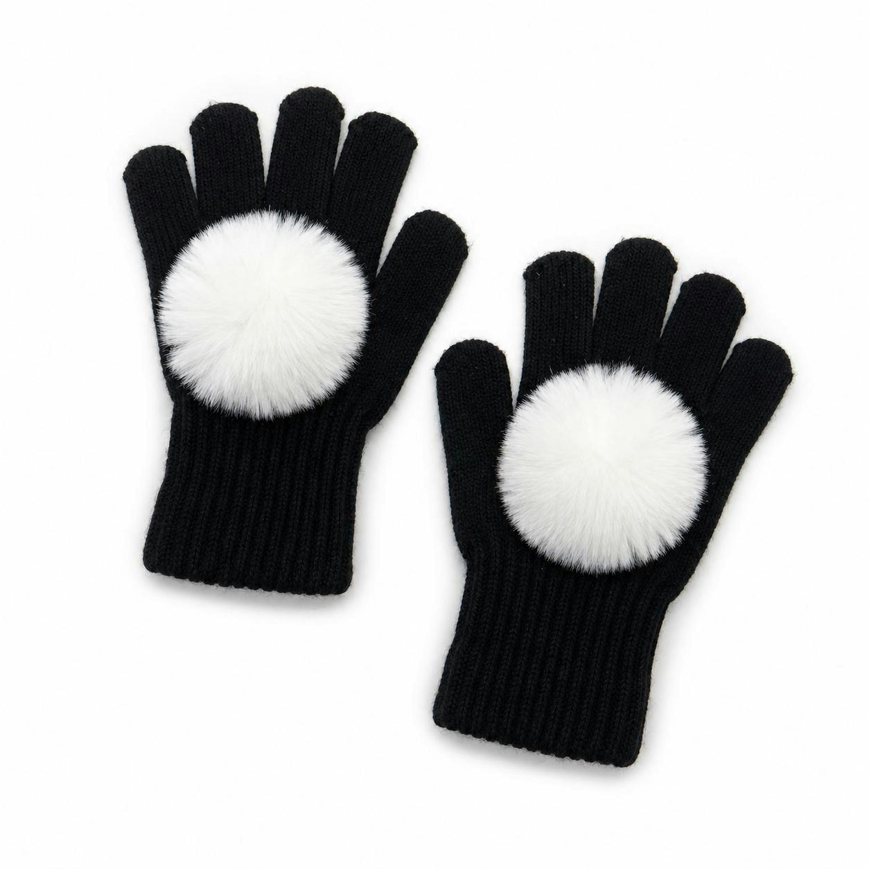 Faux Fur Pom Pom Gloves