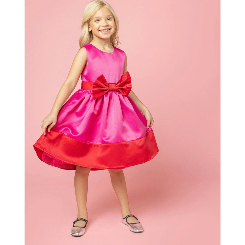 Florence Bow Satin Girls Party Dress
