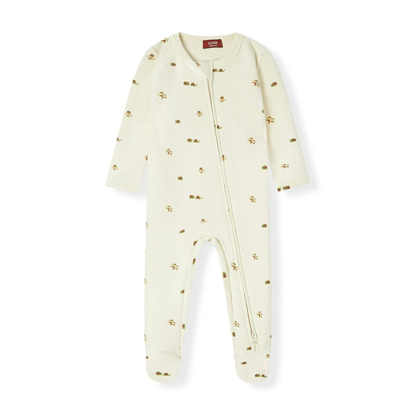 Lil' Mushroom Stretch Fleece Zipper Footed Romper