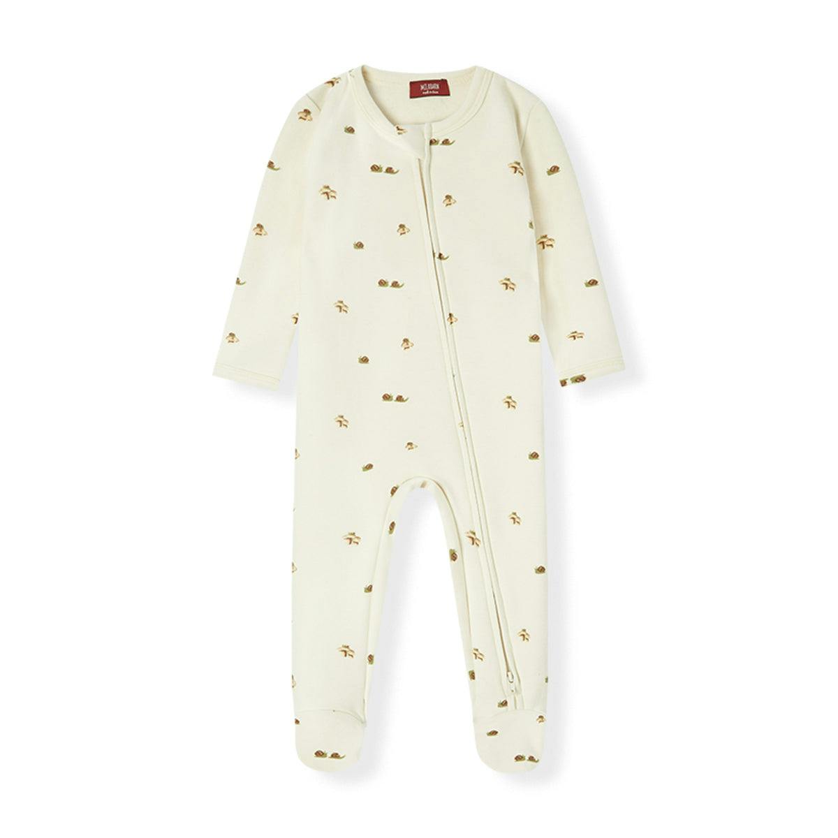 Lil' Mushroom Stretch Fleece Zipper Footed Romper