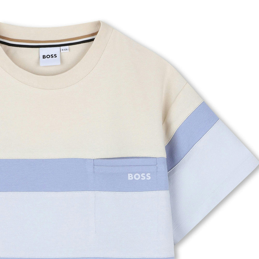 Beige & Light Blue Stripe T-Shirt
