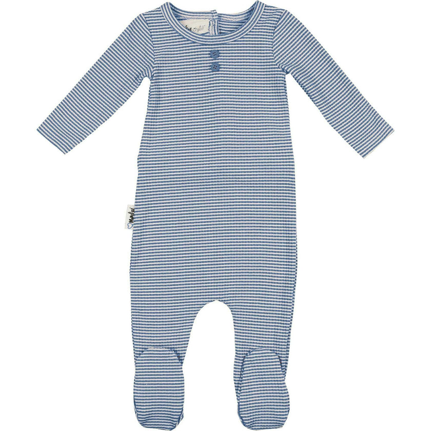 Button Striped Footie