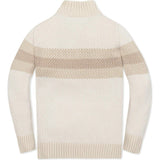 Organic Long Sleeve Half Zip Sweater with Engineered Stripe, Beige