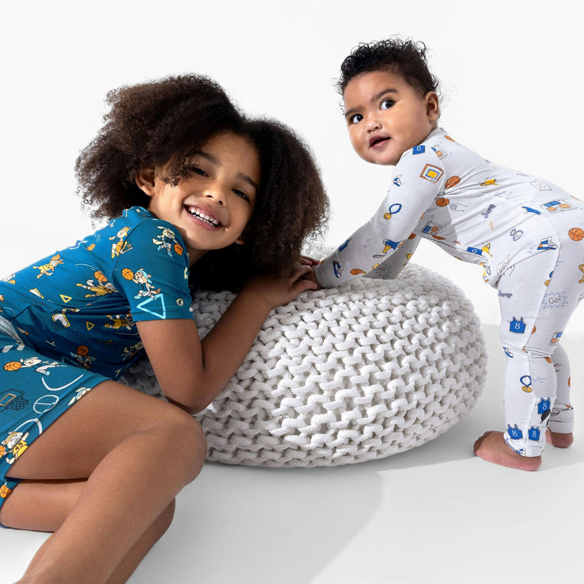 Basketball Pups Bamboo Kids Pajama Short Set