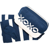 Xoxo Reversible Stripes Blanket Travel Set
