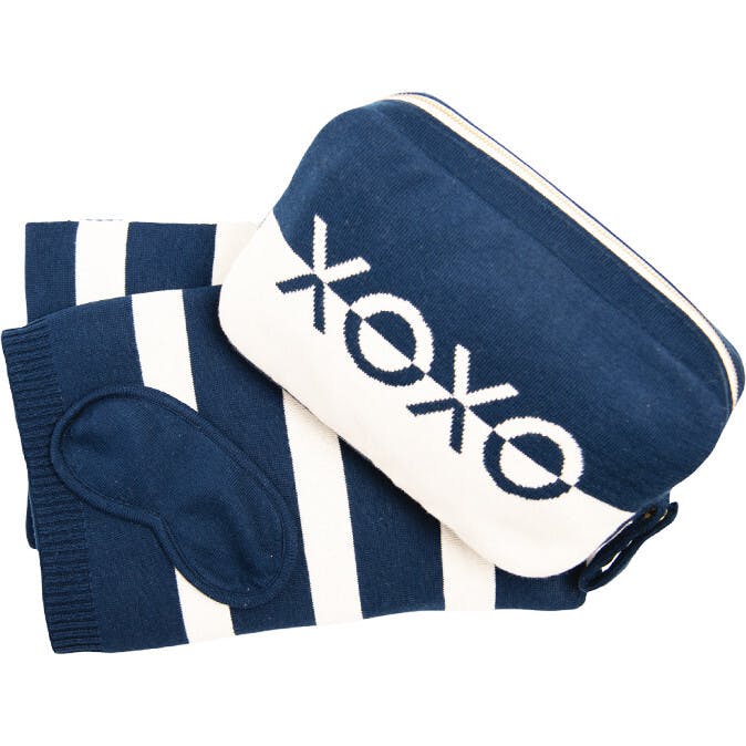 Xoxo Reversible Stripes Blanket Travel Set