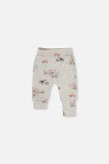Two Pack Organic Cotton Evolutive Pants Beige Printed Airplanes