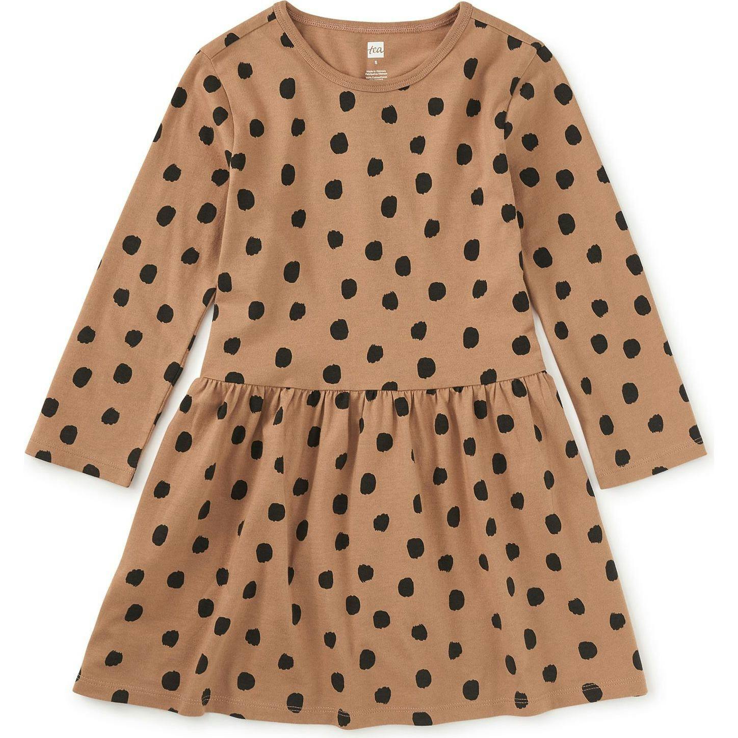 Long Sleeve Skirted Dress, Brown