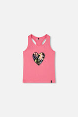Organic Cotton Jersey Tank Top Pink With Screen Print
