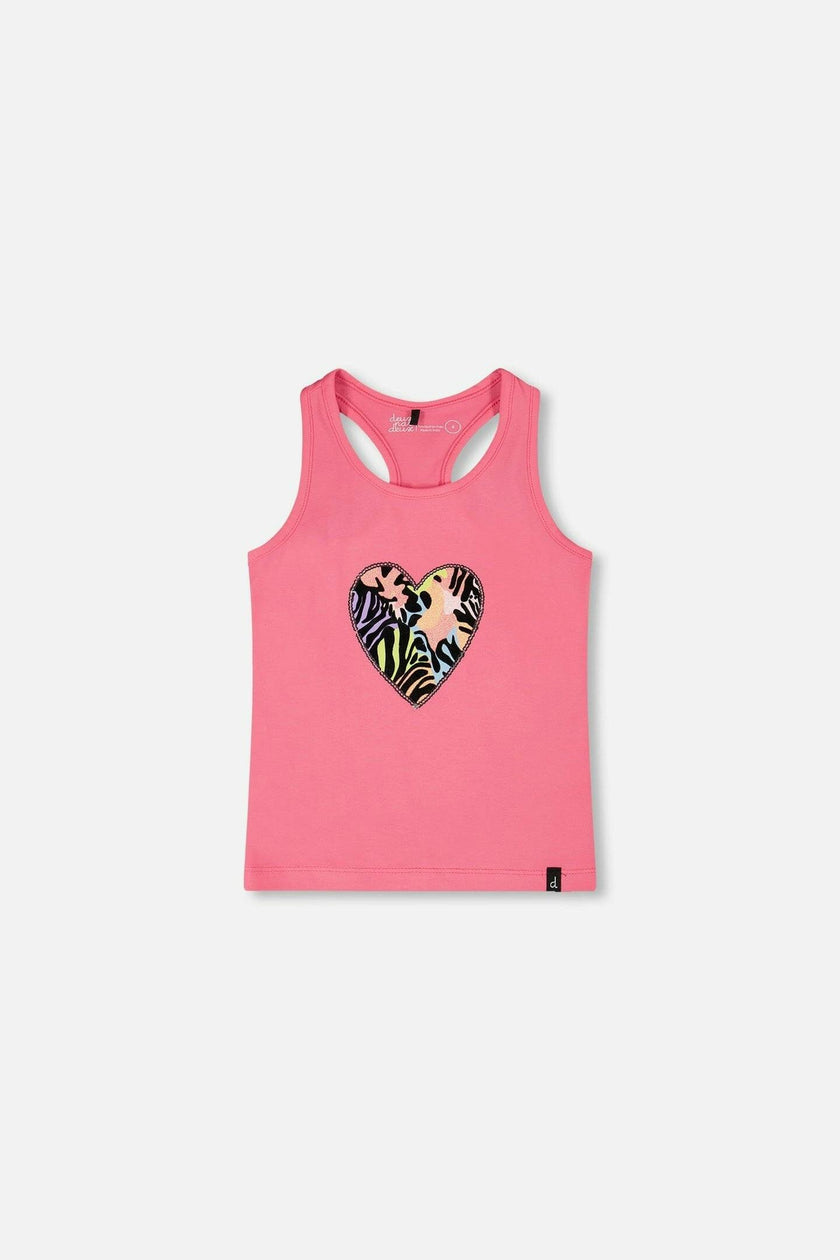 Organic Cotton Jersey Tank Top Pink With Screen Print