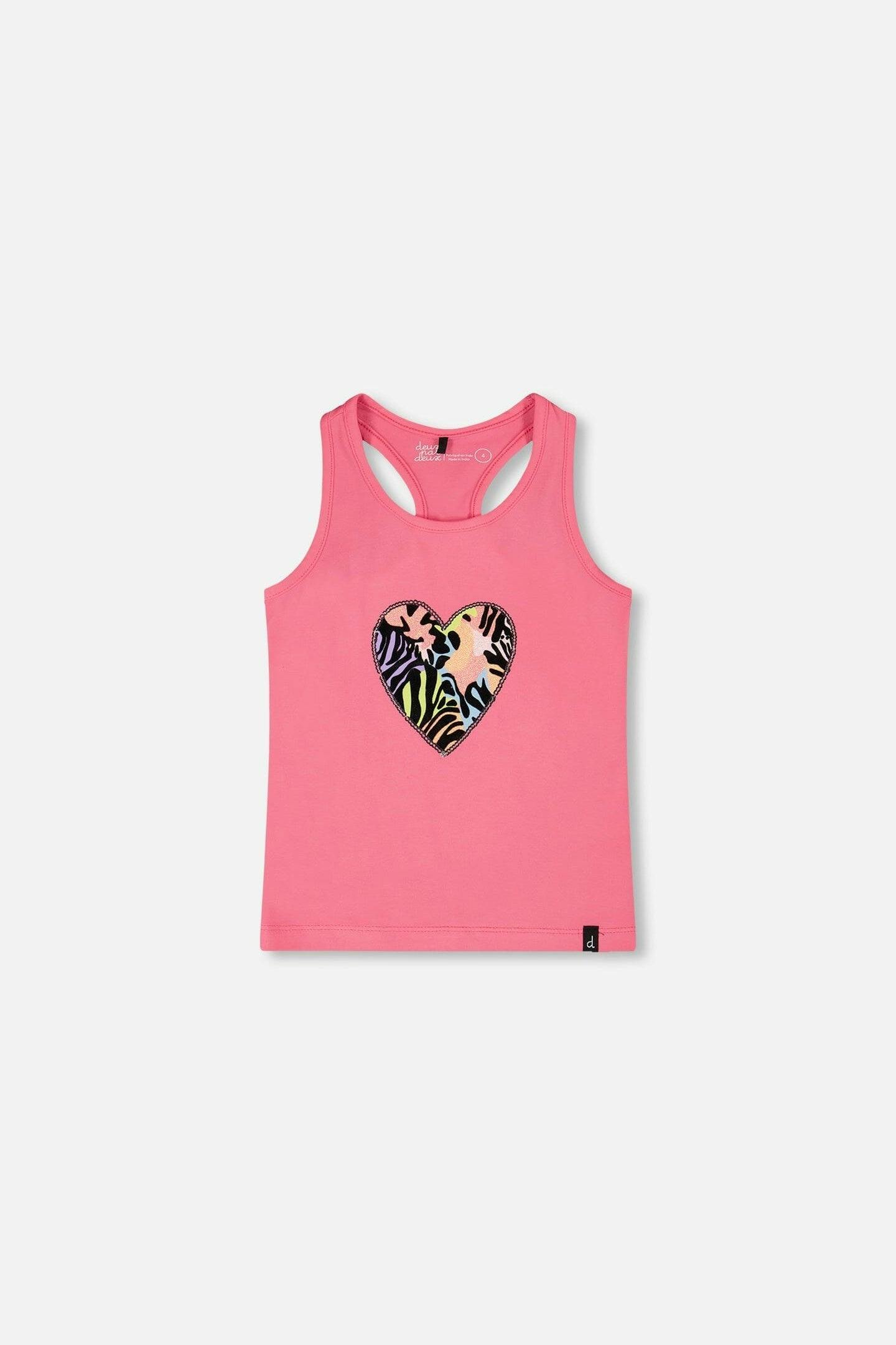 Organic Cotton Jersey Tank Top Pink With Screen Print