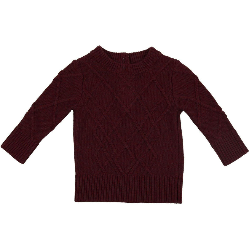 Chunky Cable Knit Ribbed Collar Sweater