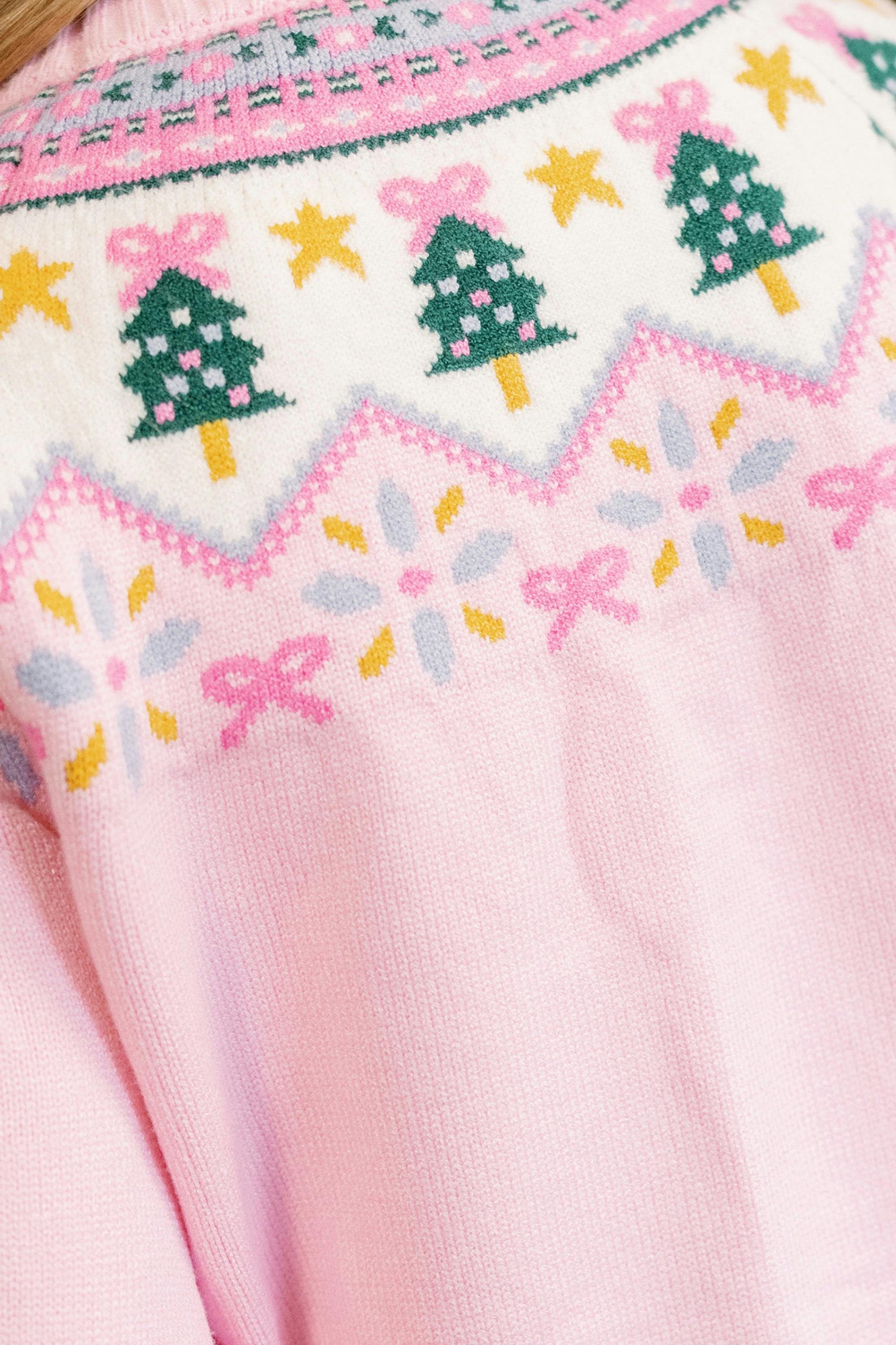 Mini Melody Sweater in Marzipan Pink Fair Isle