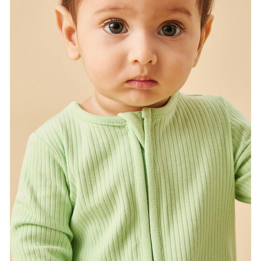 Ribbed Clever Zip Footed Baby Pajamas