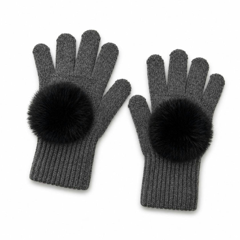 Faux Fur Pom Pom Gloves