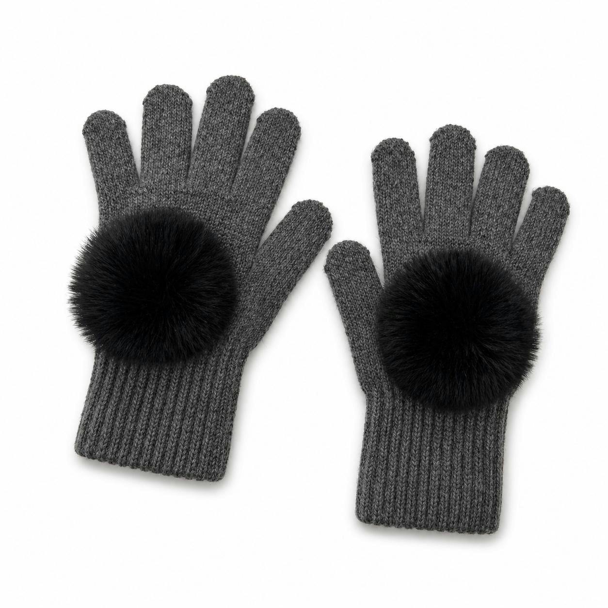 Faux Fur Pom Pom Gloves