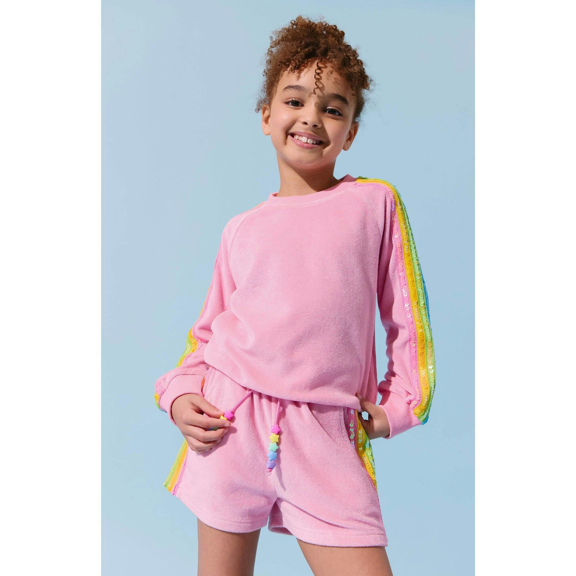 Pink Rainbow Sequin Stripe Short Set