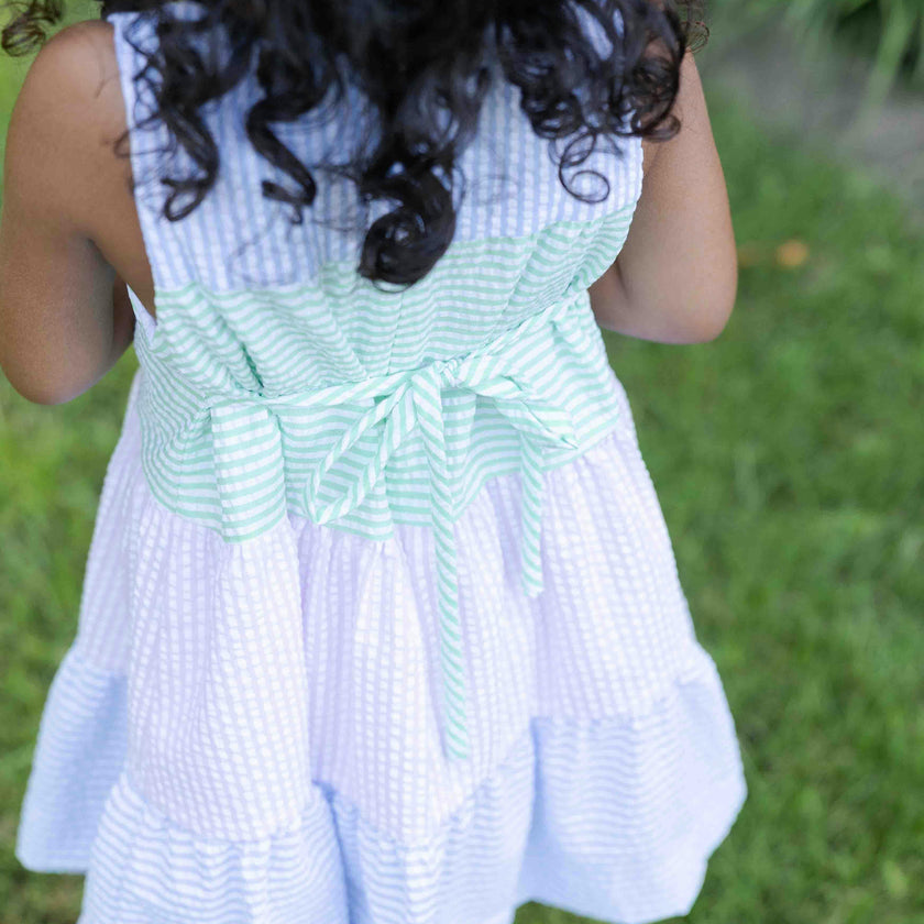 Seersucker Dress With Tulips