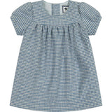 Matilda Houndstooth Check Puff Sleeve Dress, Stripes