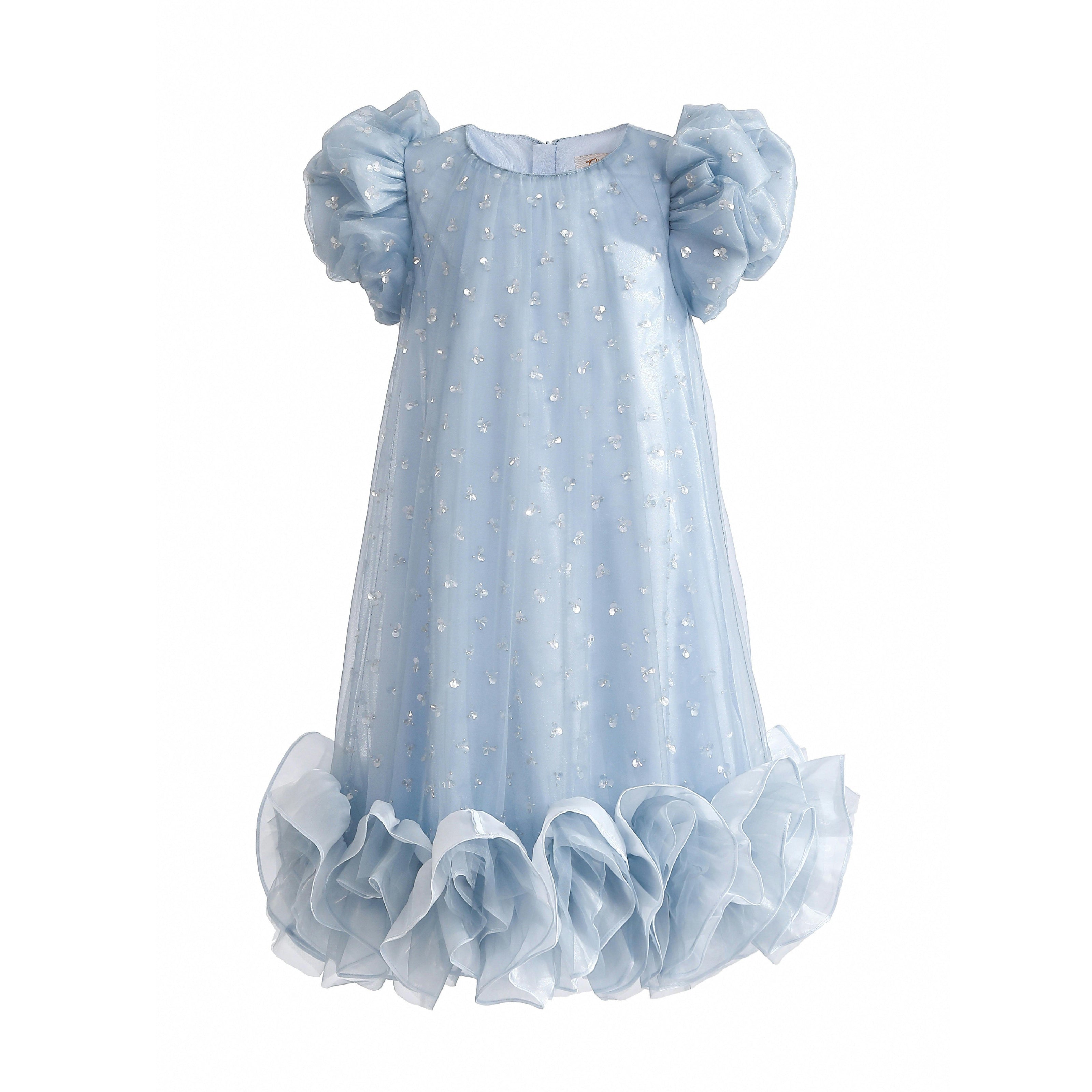 Light Blue Thalina Ruffle Dress