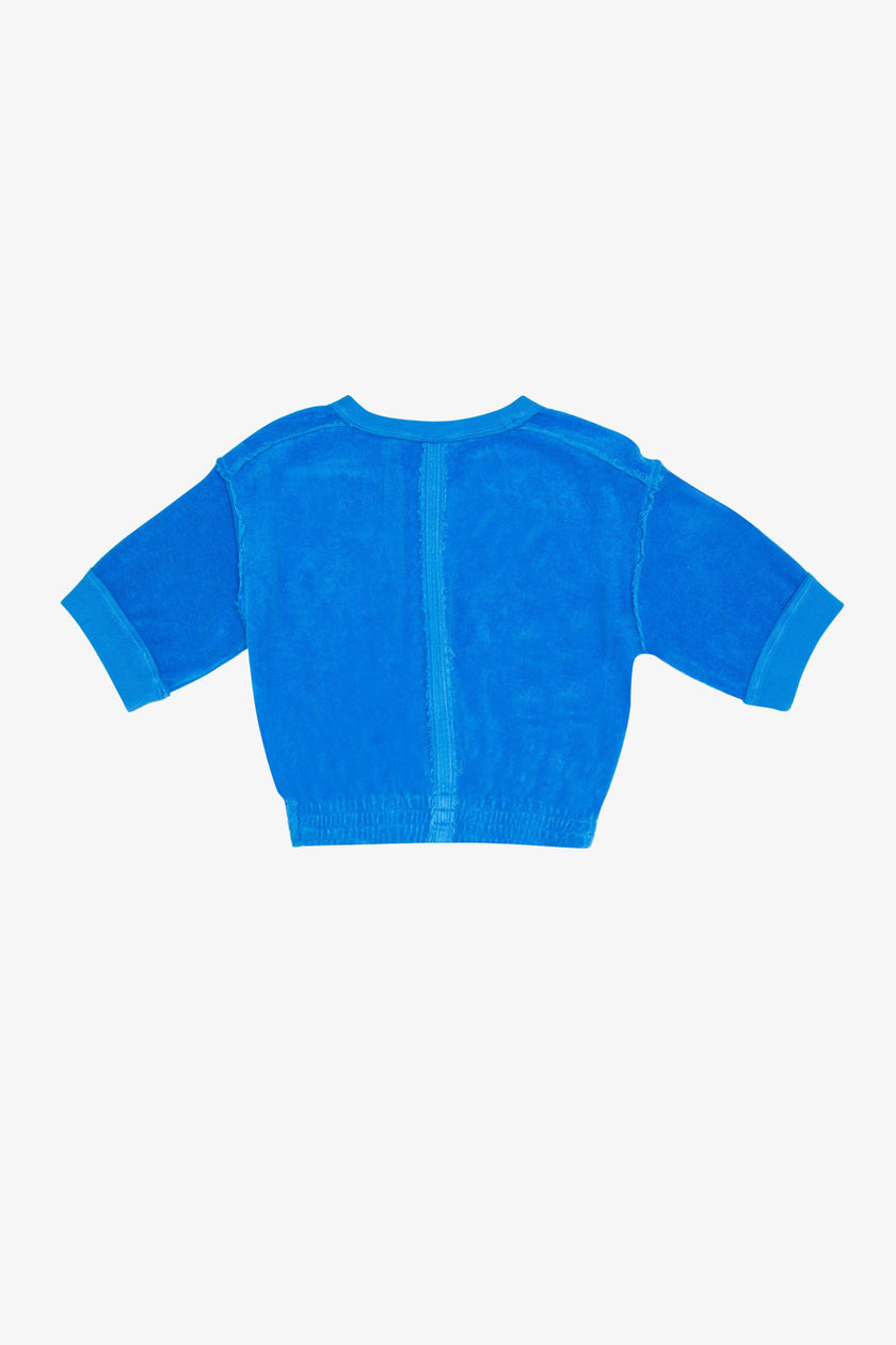 Terry Cloth Elbow Sleeve Pullover