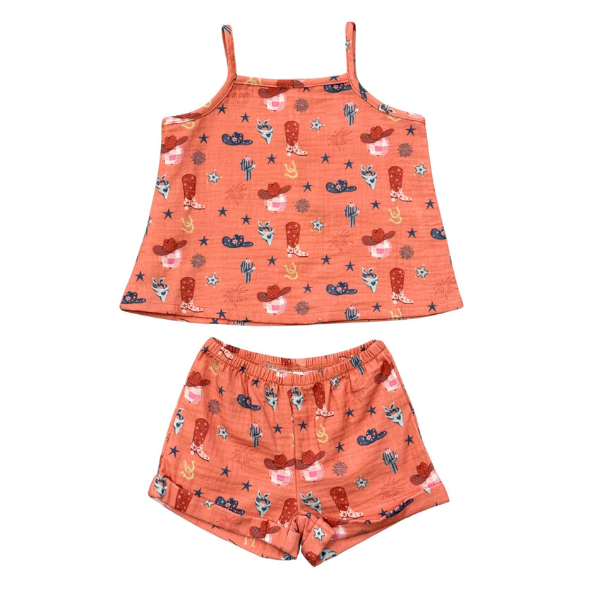 Girl's Gauze Tank & Short Set