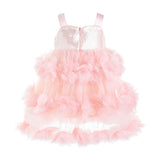 Pink Veloria Sequin Tulle Flower Dress