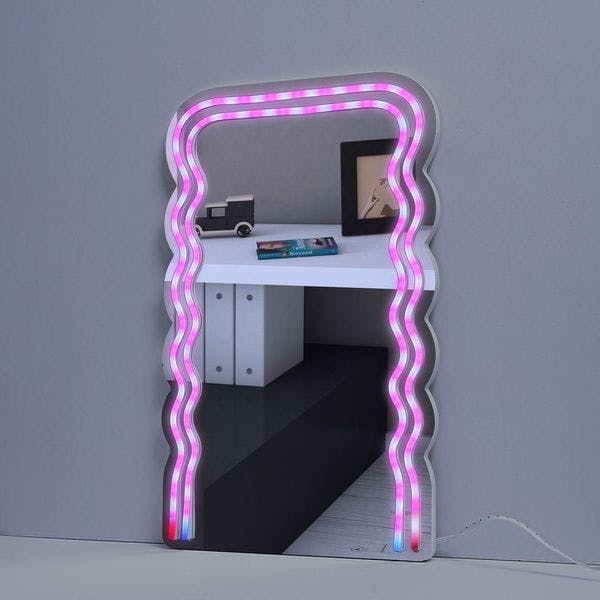 Neon LED Wave Mirror With Remote