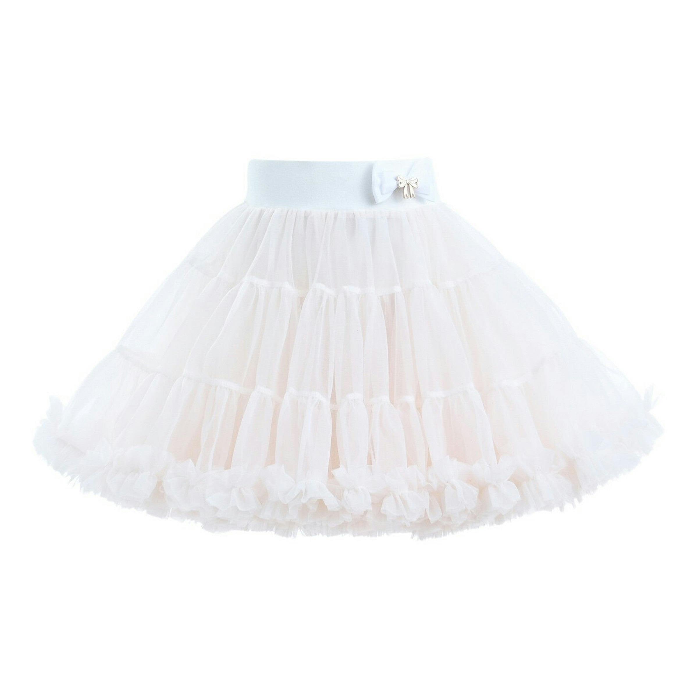 White Bow Tulle Skirt