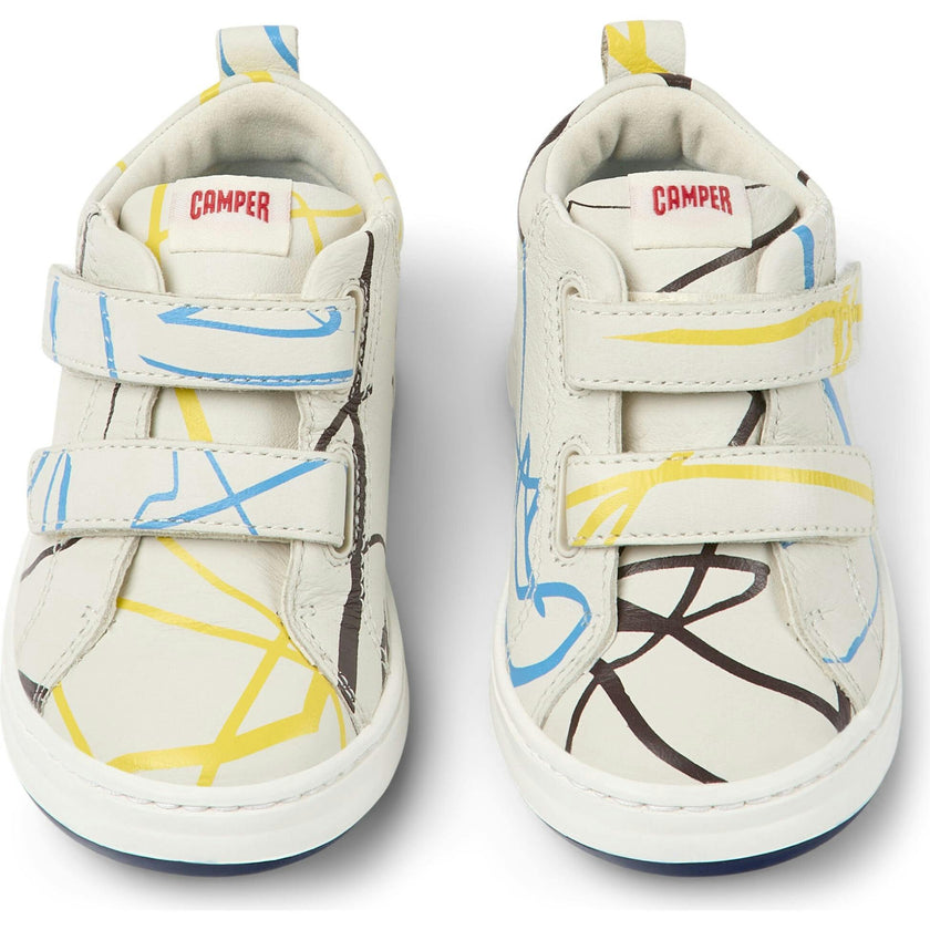 Runner Four Twins 2-Velcro Strap Leather Sneakers, White