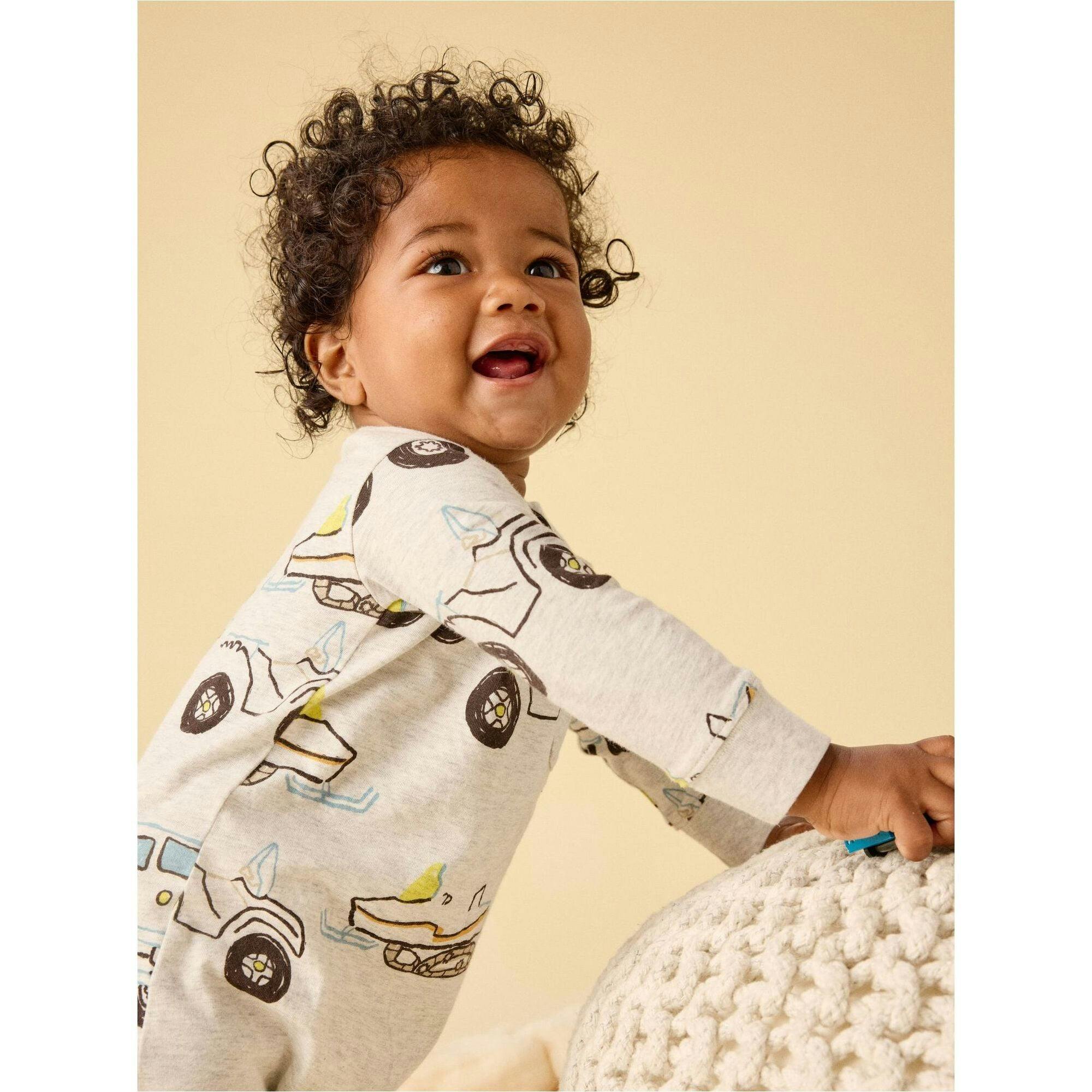 Long Sleeve Pocket Baby Romper, White