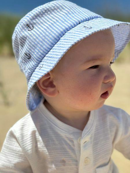 FISHERMAN Anchor Seersucker Woven Bucket Hat