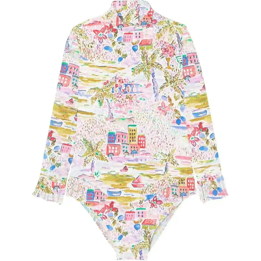 Long Sleeve One-Piece Swimsuit, Pink | GIGI BABY
